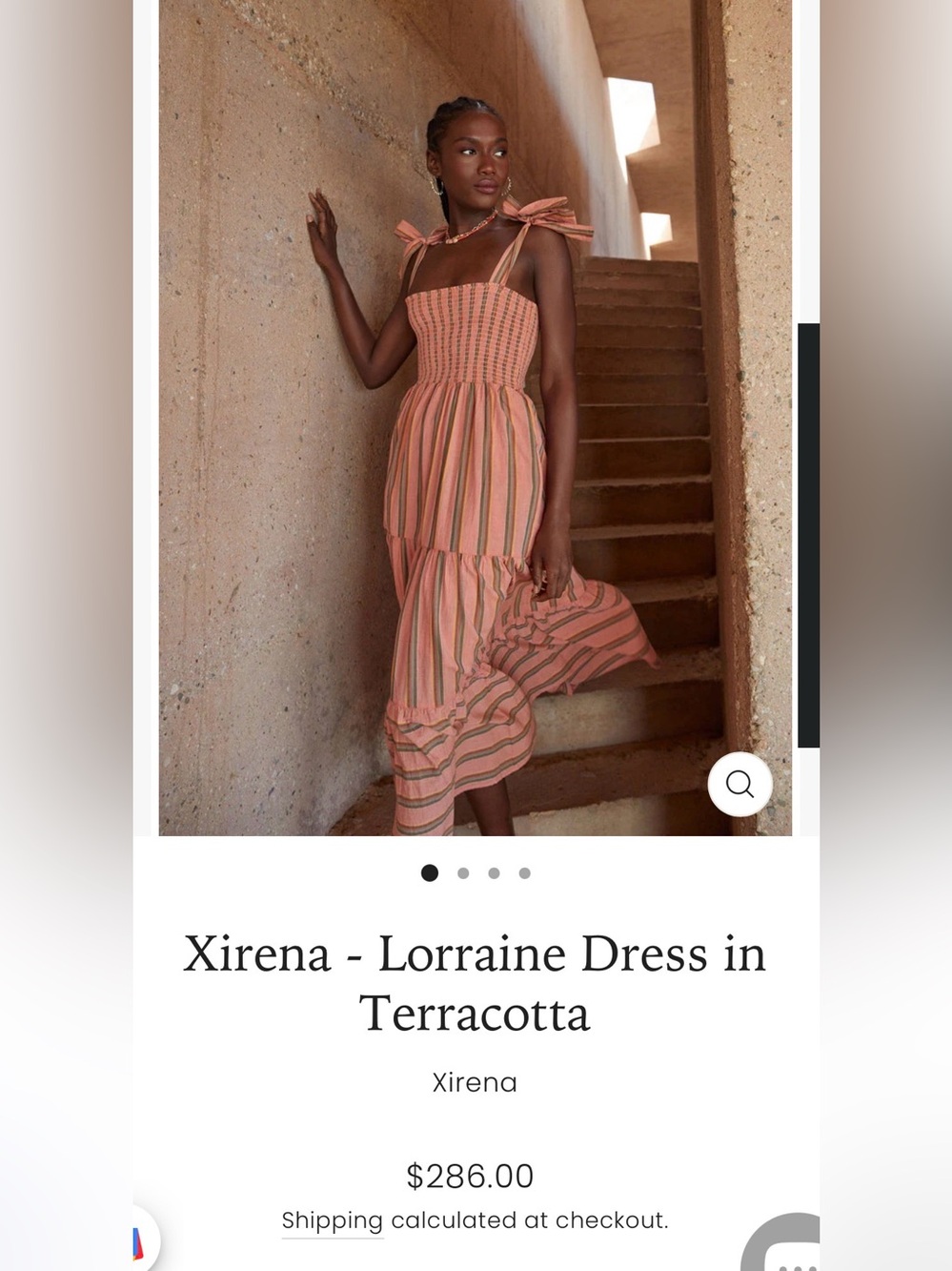 XiRENA Lorraine Tie-Shoulder Midi Dress in Terracotta Stripe